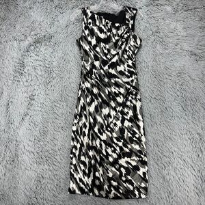 Maggy London Sheath Dress Women's 6 Neutral Geometric Print Bodycon‎ Party Glam